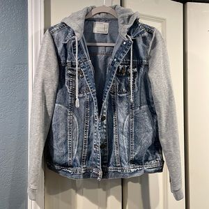 Medium Wash Jean Jacket Hoodie